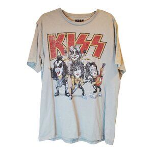KISS Catalog SZ XL Men's 2017 Vintage-styled Caricature T-shirt Mottled Gray